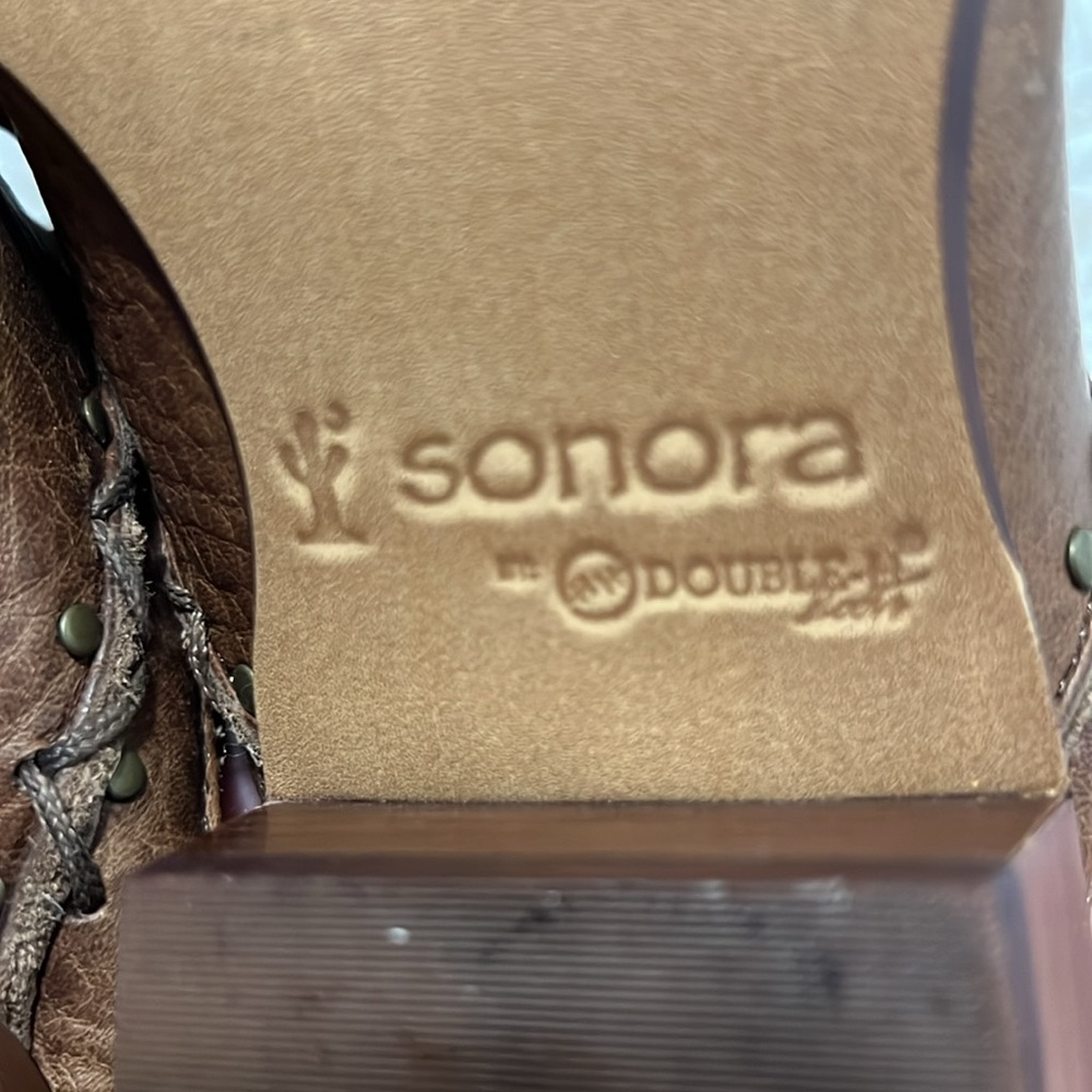 Sonora by Double H Boots Brown Studded Pointed Toe Leather Mules 6.5 - Picture 6 of 10